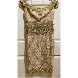 Elegant Lace Dress with Pearl Embellishments